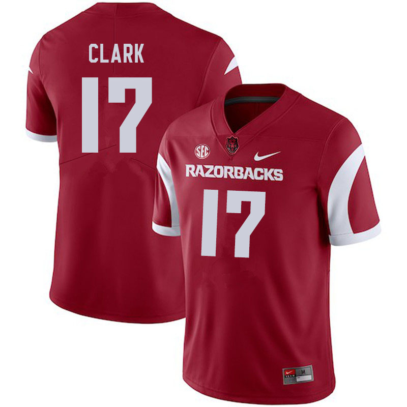 Men #17 Hudson Clark Arkansas Razorbacks College Football Jerseys Sale-Cardinal